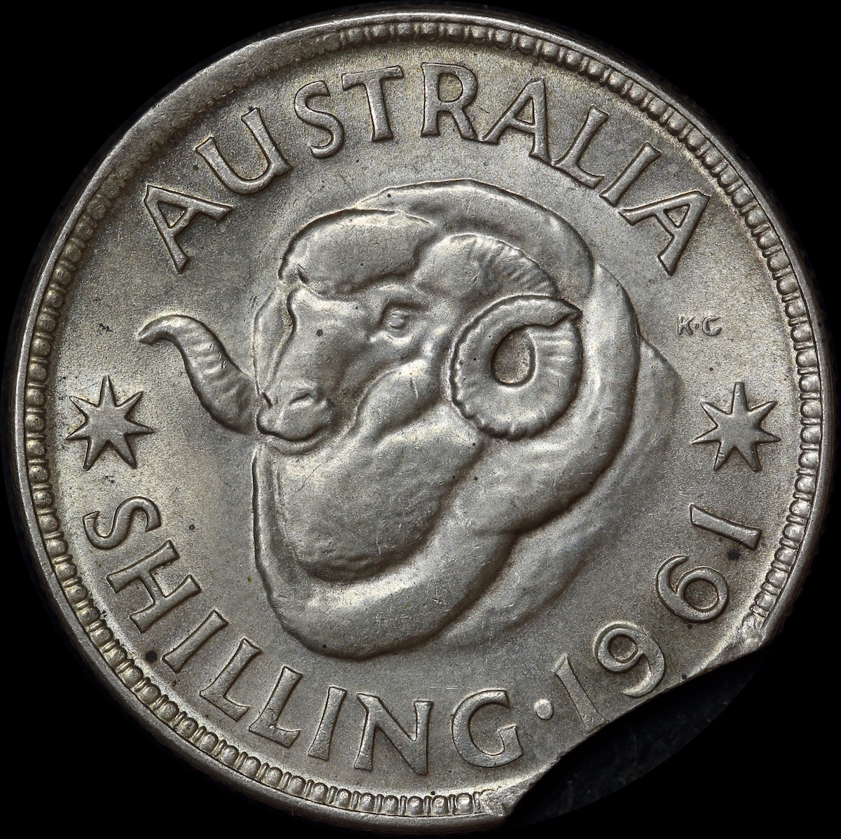 1961 Shilling Clipped Planchet Error Uncirculated product image