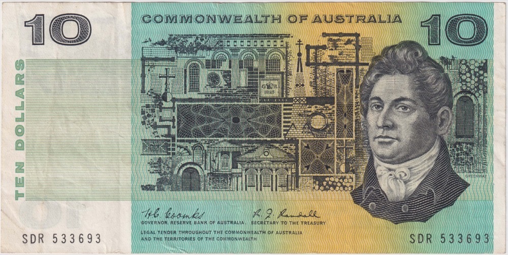 1967 $10 Note Coombs/Randall SDR 1st Prefix R302F about VF product image