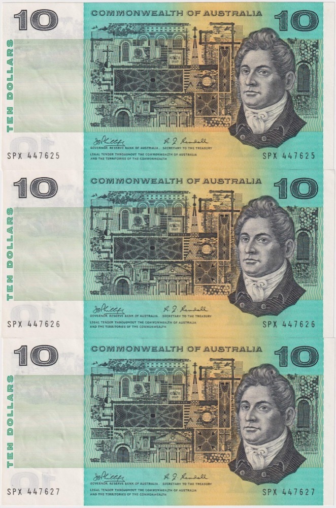 1968 $10 Note Consecutive Trio Phillips/Randall R303 Extremely Fine product image