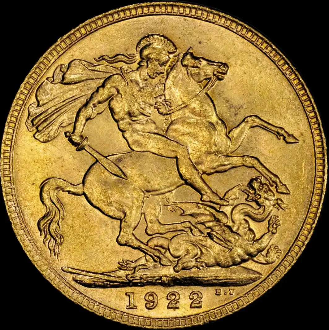 1922 Melbourne George V Large Head Sovereign PCGS MS64 product image
