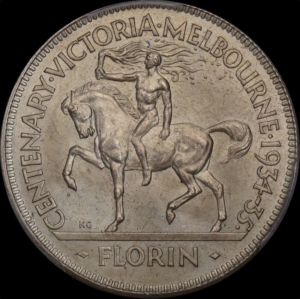 1934/5 Florin Melbourne Centenary Choice Unc (PCGS MS63) product image