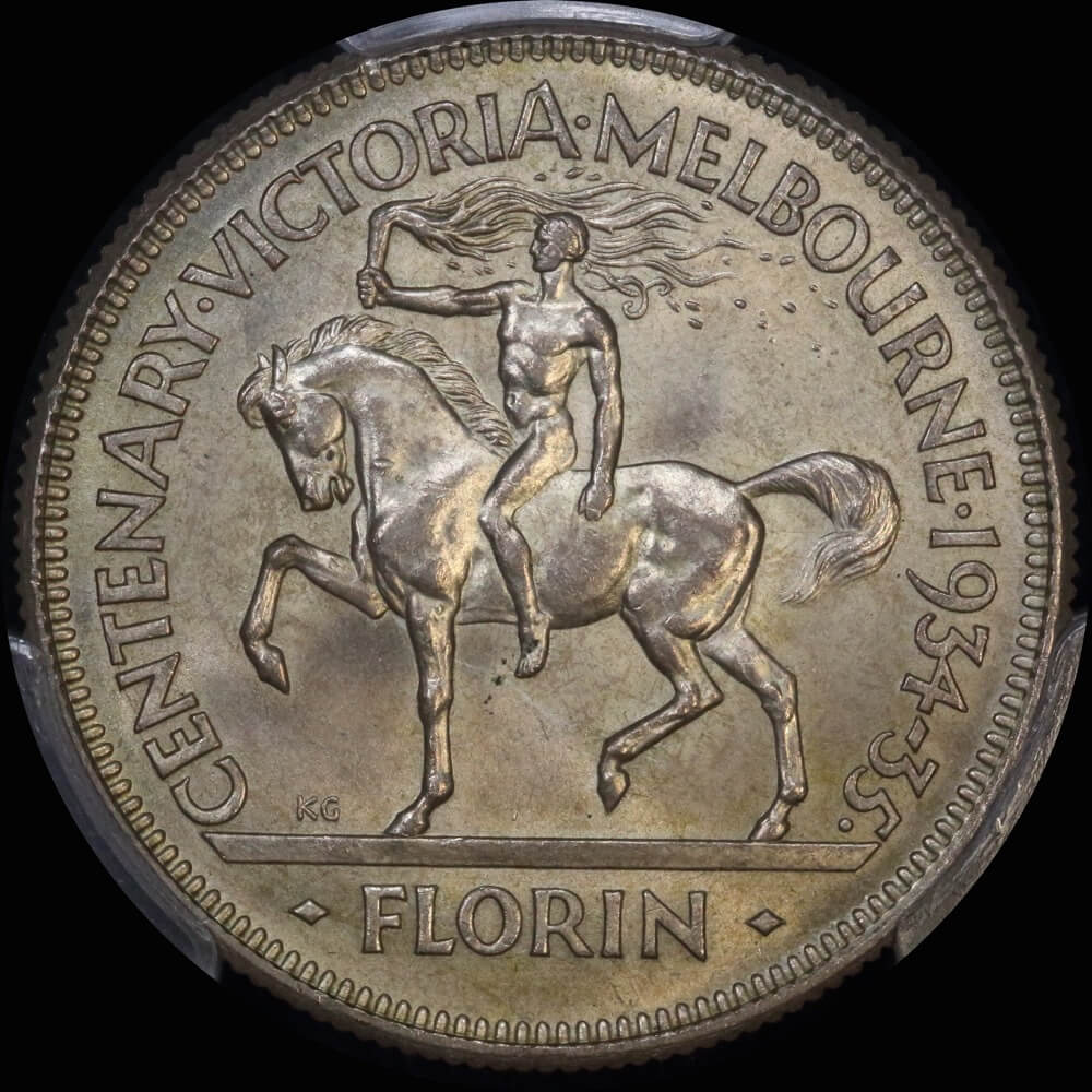 1934/5 Florin Melbourne Centenary PCGS MS66 product image