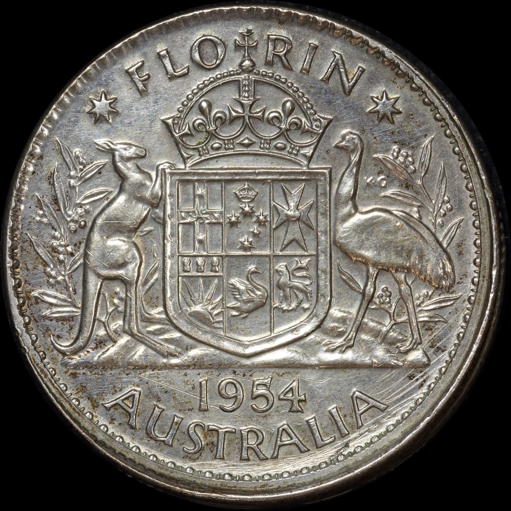 1954 Florin 2mm Offstrike Rim Error Extremely Fine product image