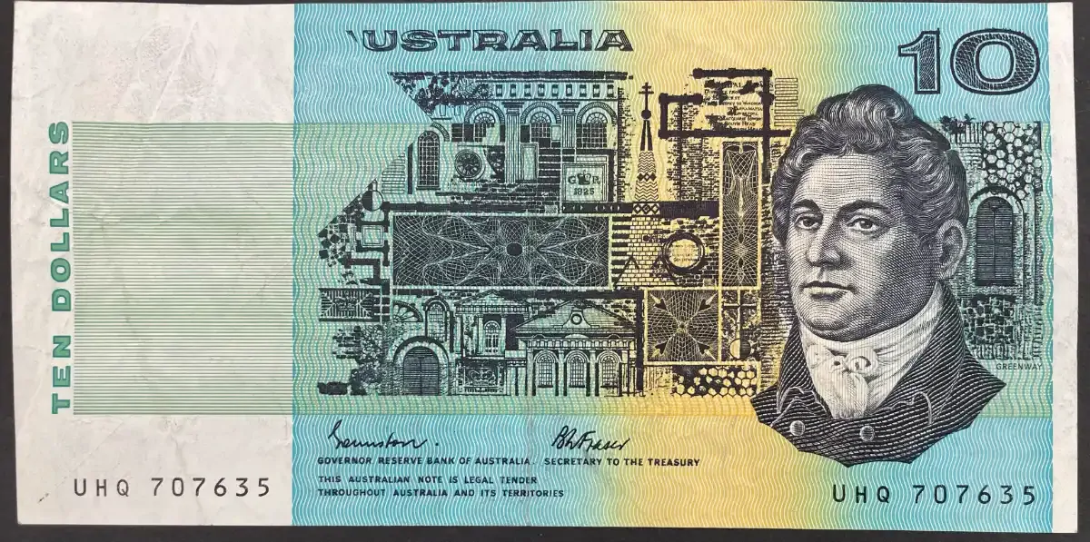 1985 $10 Note Print Obstruction Error Johnston/Fraser R309 Extremely Fine product image