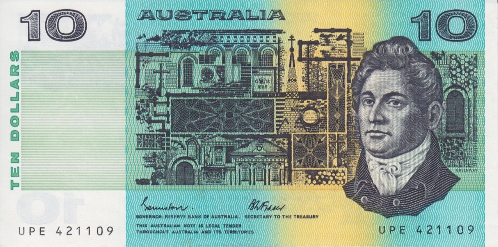 1985 $10 Note Paper Johnston/Fraser R309 Uncirculated product image