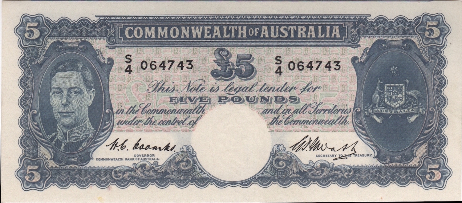 1949 Five Pound Coombs/Watt R47 Uncirculated product image