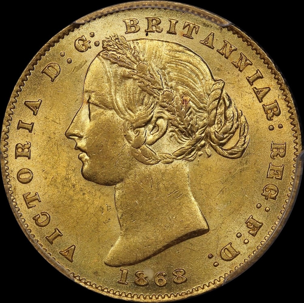 1868 Sydney Mint Type II Sovereign about Unc product image