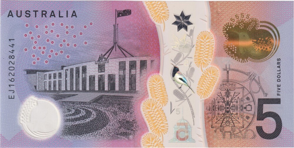 2016 $5 Note Stevens / Fraser EJ16 Last Prefix R224L Uncirculated product image