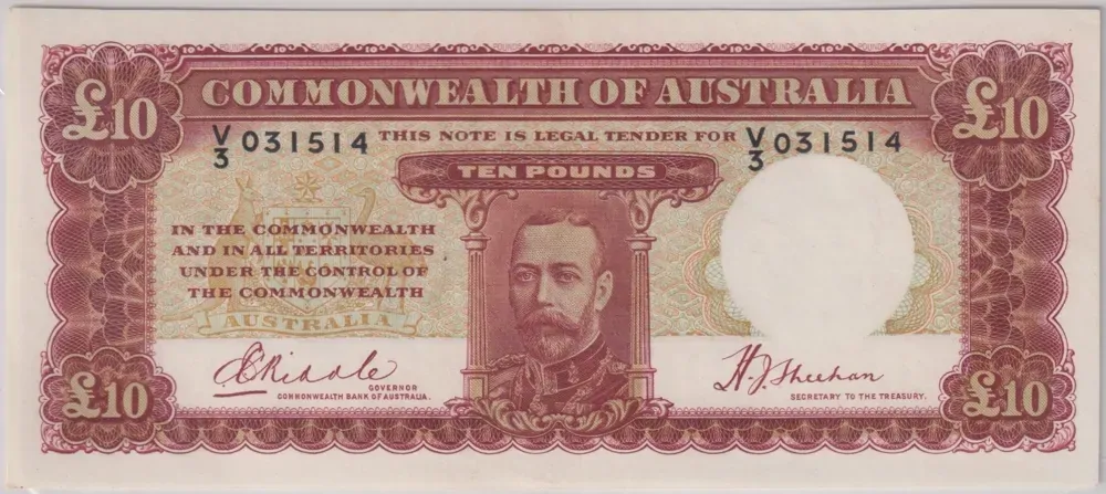 1934 Ten Pound Riddle/Sheehan R57L PCGS AU58 product image