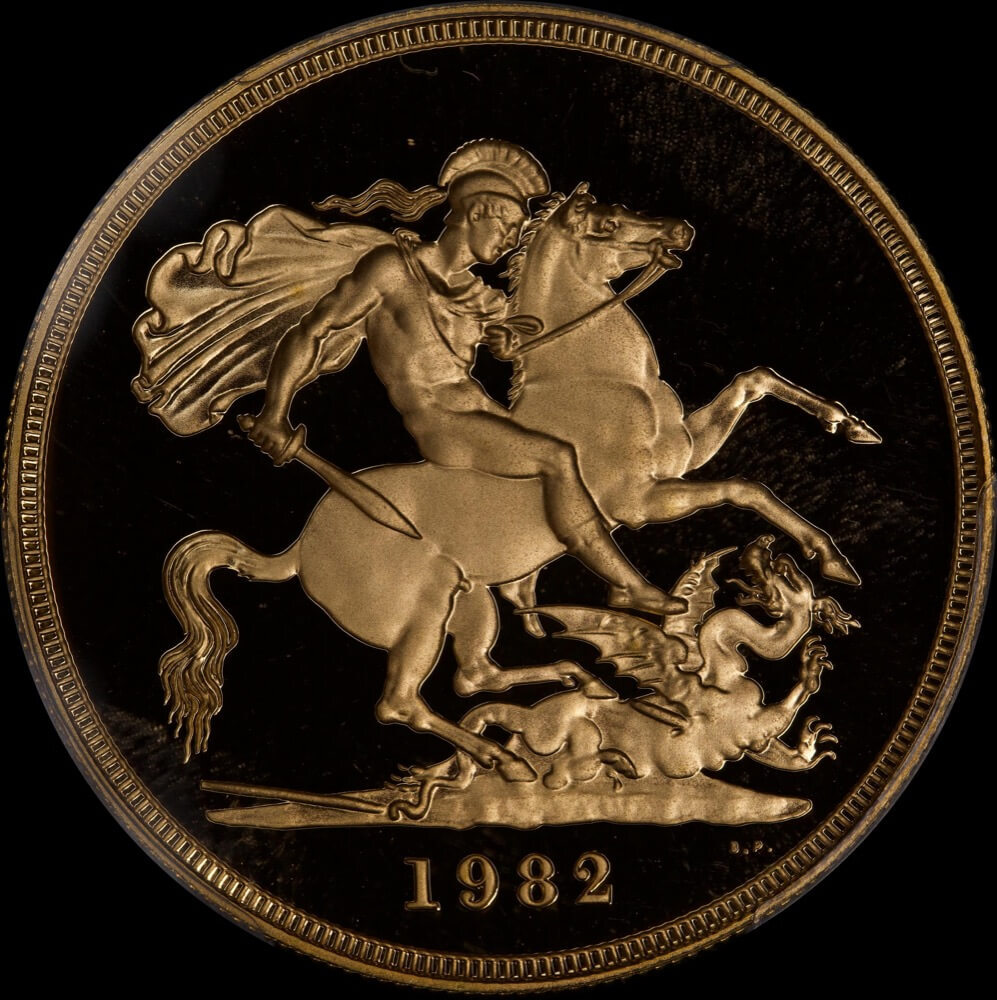 Great Britain 1982 Gold 5 Pound Proof Coin PCGS PR69DCAM product image