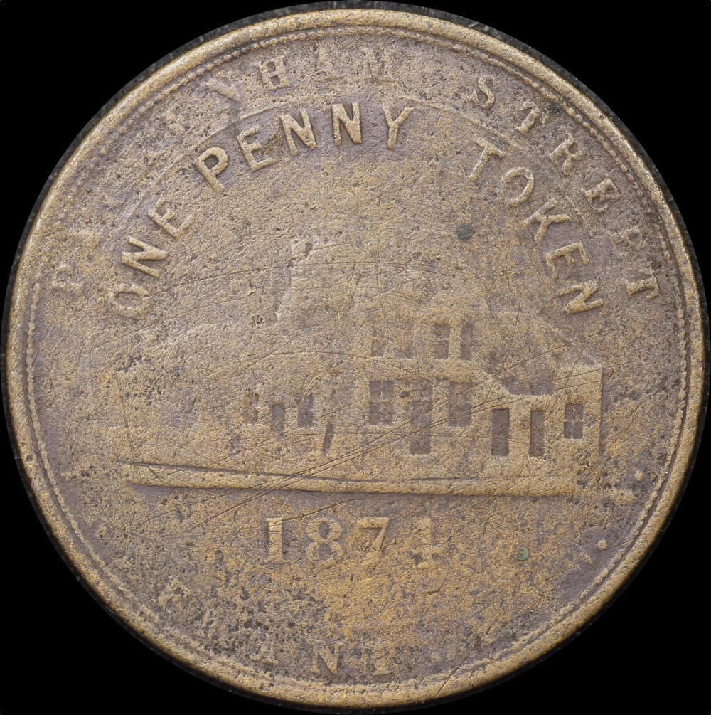 1874 Henderson Copper One Penny Token A#218 Fine product image