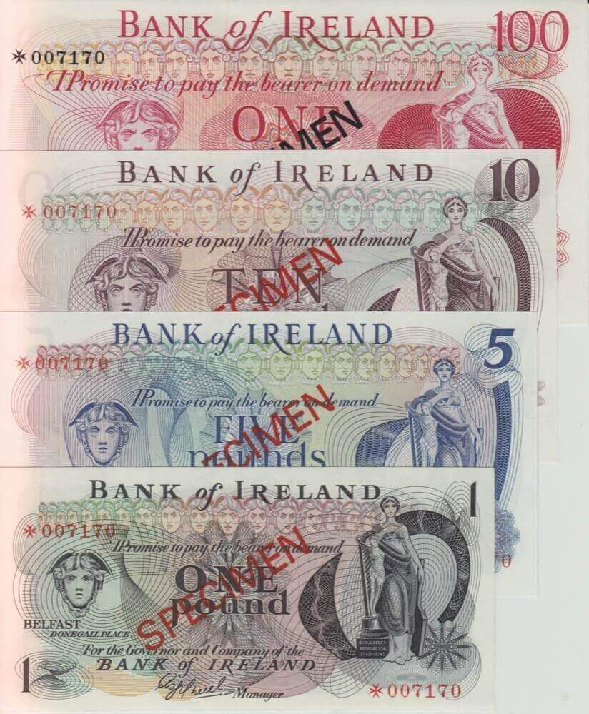 1978 Northern Ireland Seven Note Specimen Set Cs1 Cs3 Unc product image