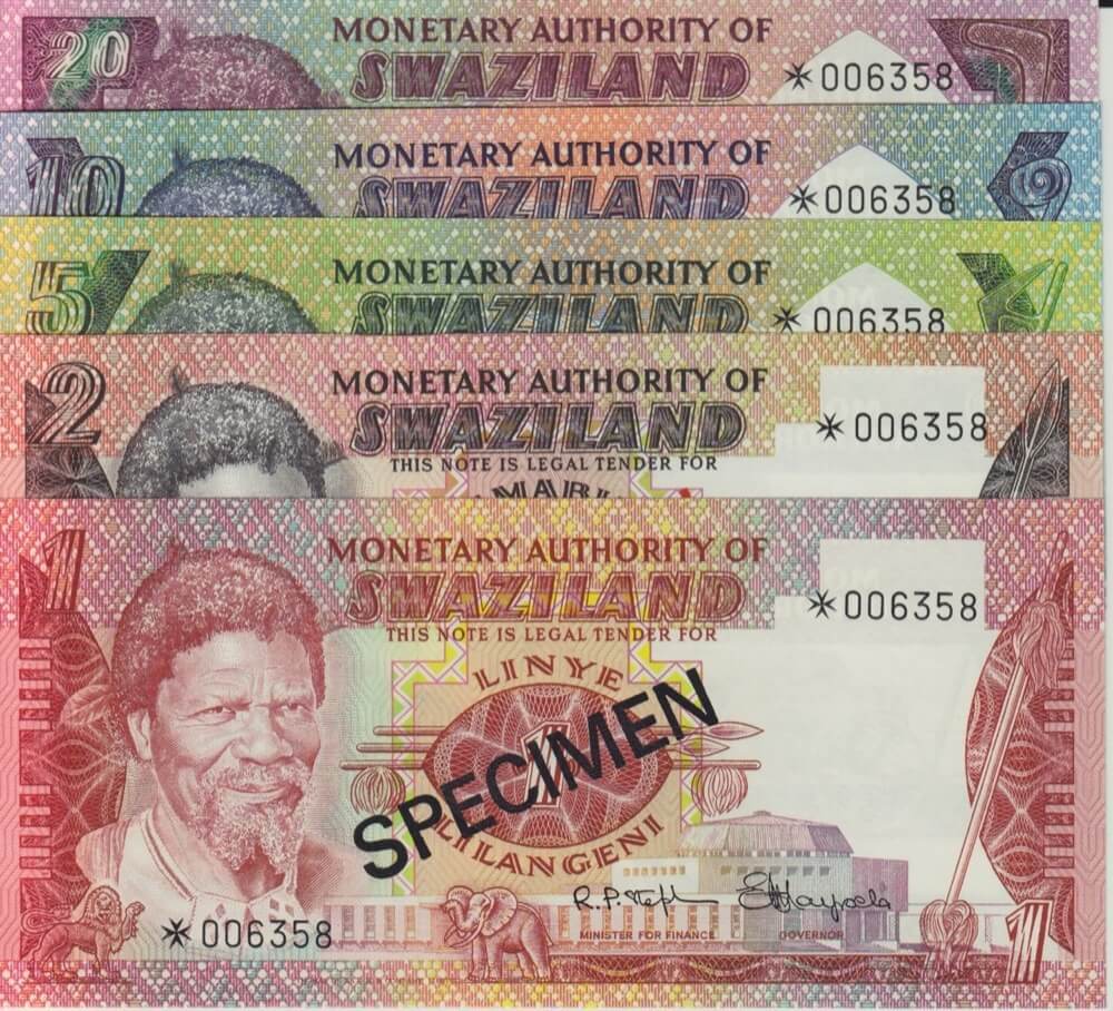 1978 Swaziland Four Note Specimen Set Pick Cs1 Unc product image