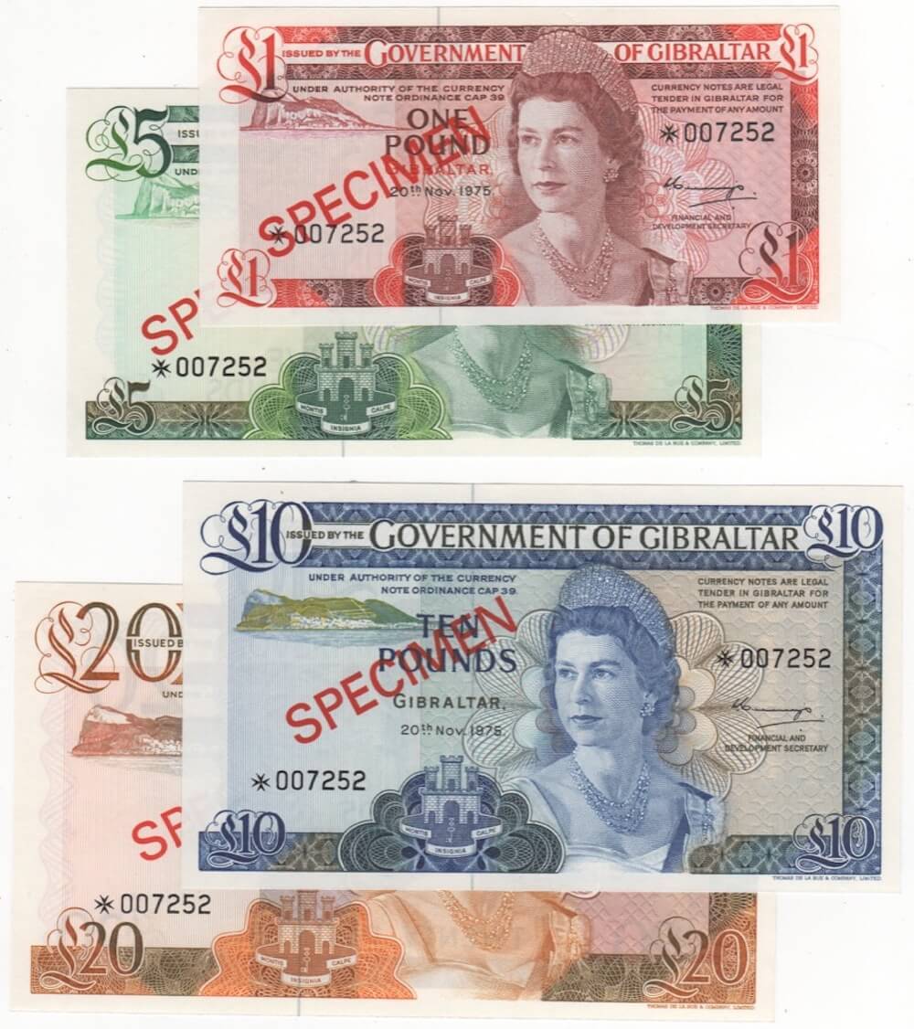 1978 Gibraltar Four Note Specimen Set Pick Cs1 Unc product image