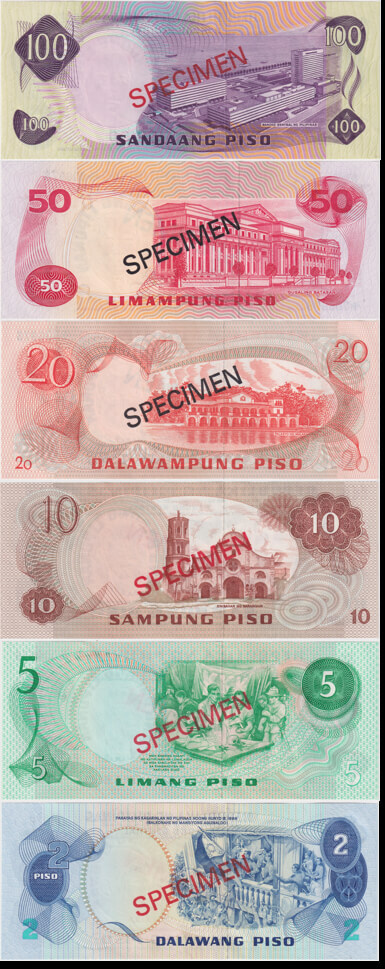 1978 Philippines Six Note Specimen Set Pick Cs1 Unc product image