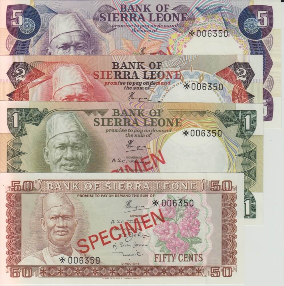 1978 Sierra Leone Four Note Specimen Set Pick Cs2 Unc product image