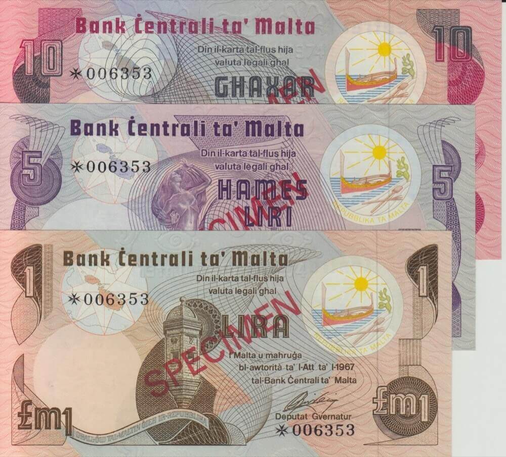 1978 Malta Three Note Specimen Set Pick Cs1 Unc product image
