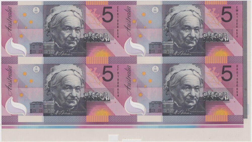 2001 Uncut Block of Four Five Dollar Notes Centenary of Federation product image