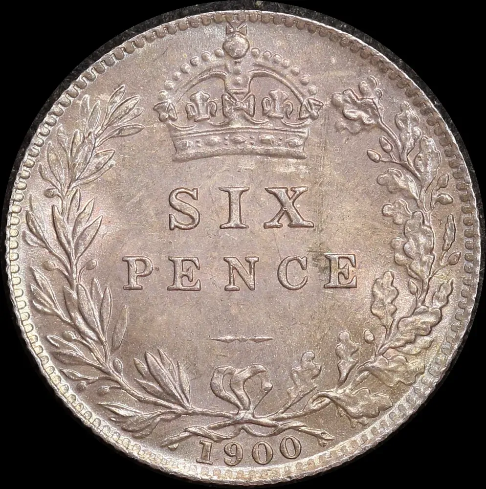 1900 Silver Sixpence Victoria S#3941 Choice Unc product image