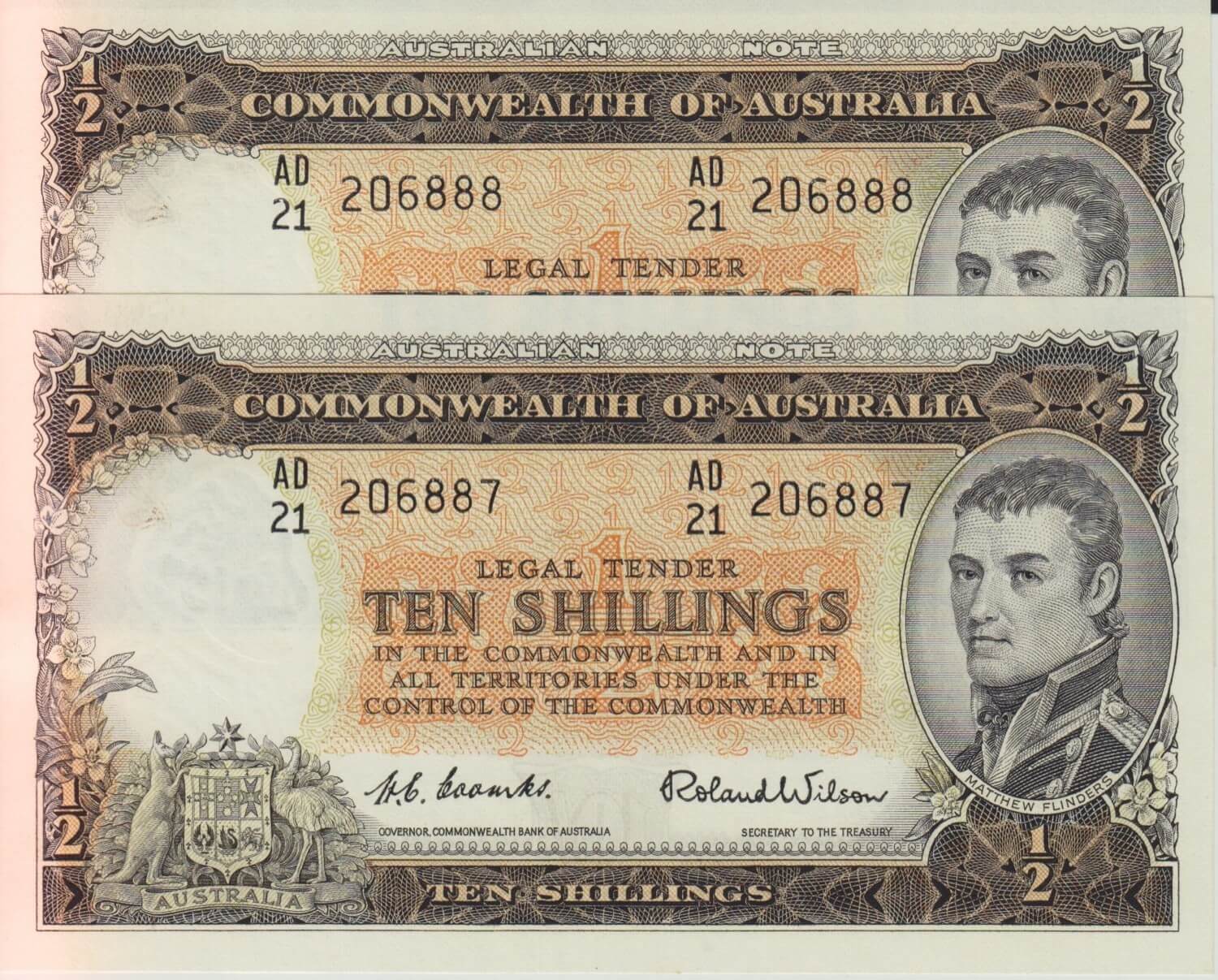 1954 Ten Shilling Pair Coombs/Wilson R16 Uncirculated product image