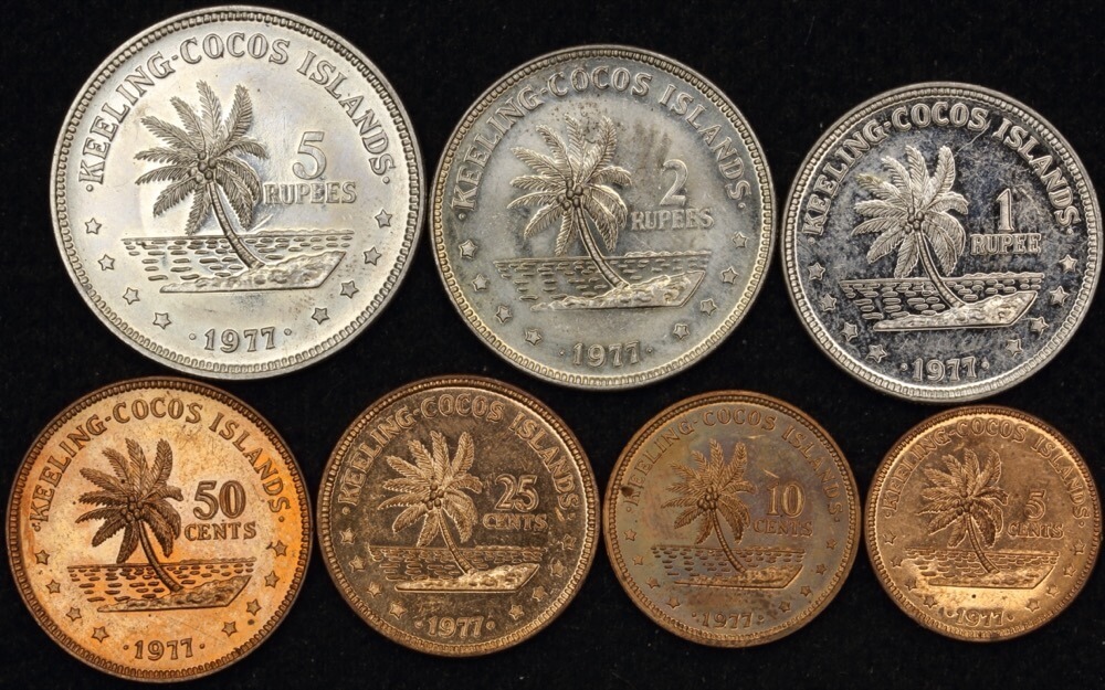 Keeling Cocos Islands 1977 Uncirculated Mint Coin Set of 7 product image