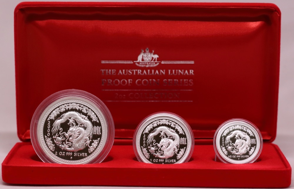 Australia 2000 Silver Lunar 3 Coin Proof Set Perth Mint Series I - Dragon product image