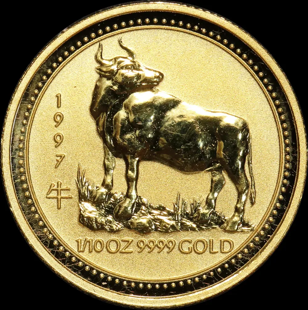 1997 Gold Lunar Tenth Ounce Specimen Coin Ox product image