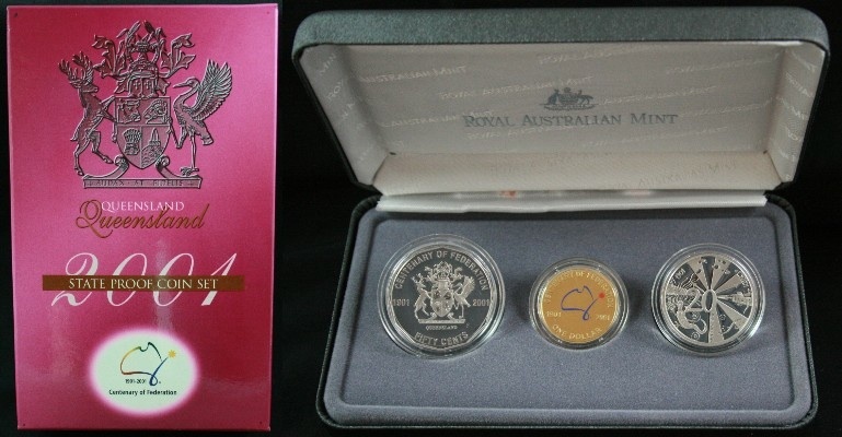 2001 Federation Three Coin Proof Set Queensland product image