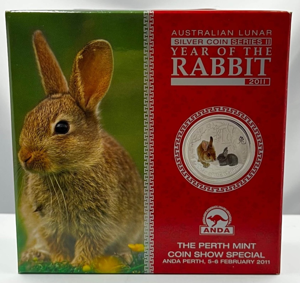 2011 Silver Lunar Two Ounce Coloured Coin Rabbit product image