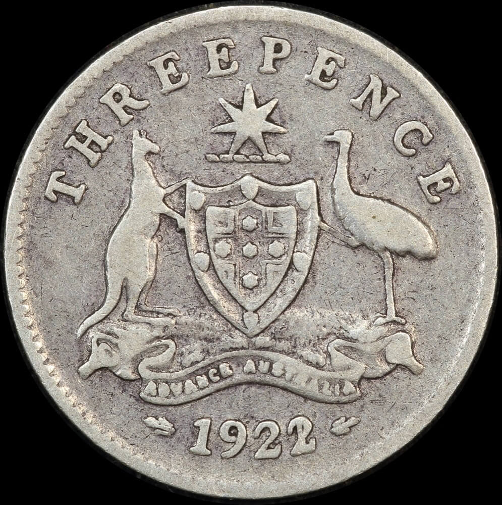 1922/21 Overdate Threepence PCGS F15 product image