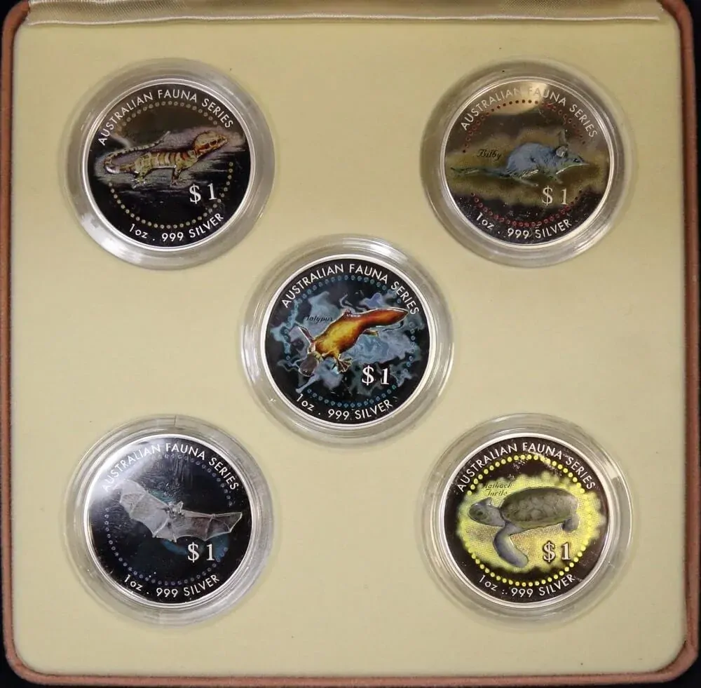Cook Islands 1998 Silver 5 Coin Set Australian Fauna Threatened Species product image