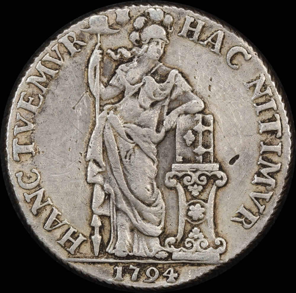 Netherlands (Utrecht) 1794 Silver 3 Guilder 31.86G Delm# 1150 about VF product image