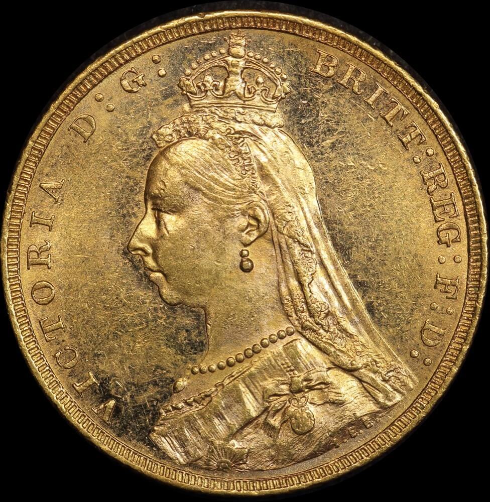 1889 Melbourne Jubilee Head Sovereign good EF product image