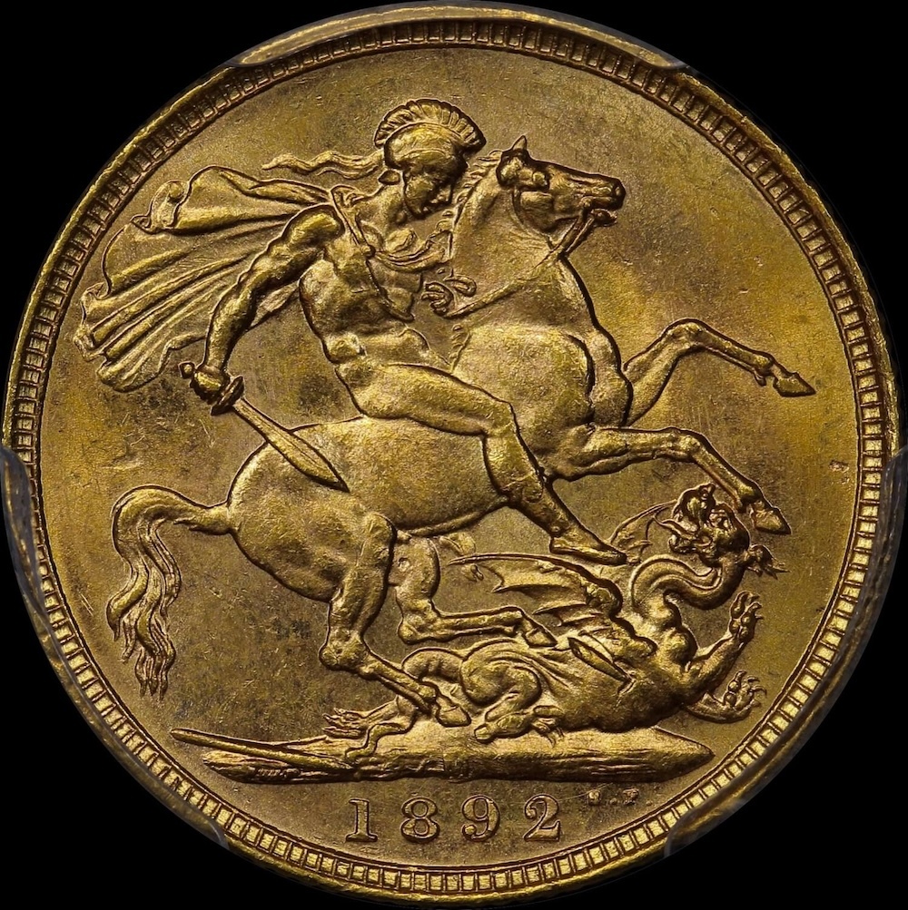 1892 Melbourne Jubilee Head Sovereign Unc (PCGS MS61) product image