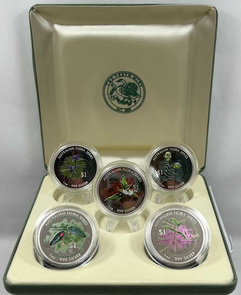 Cook Islands 1999 Silver 5 Coin Set Australian Flora Series product image
