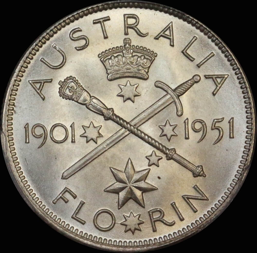 1951 Florin Federation Jubilee Commemorative Gem Unc (PCGS MS65) product image