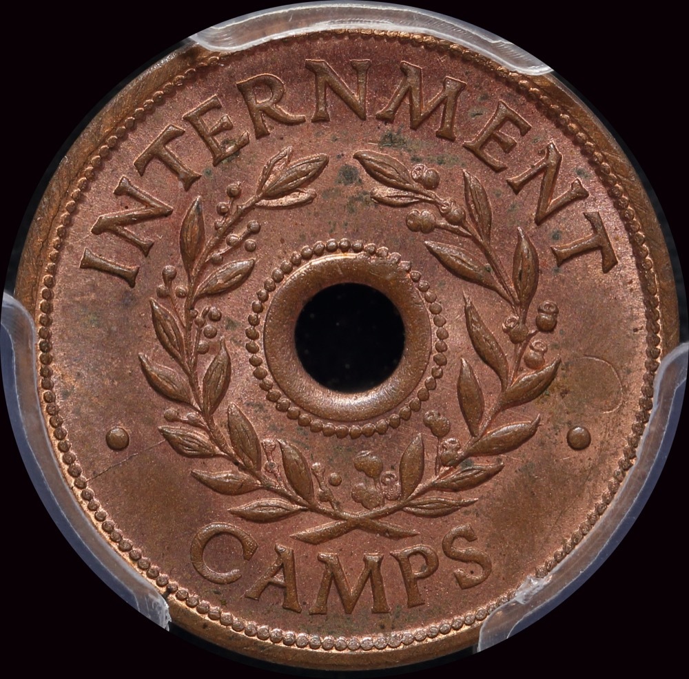 1942 One Shilling Internment Token Choice Unc (PCGS MS 64RB) product image