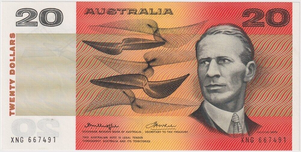1976 $20 Note Gothic Serials Centre Thread Knight/Wheeler R406A Uncirculated product image