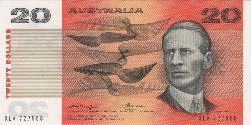 1976 $20 Note Gothic Serials Centre Thread Knight/Wheeler R406A Uncirculated product image