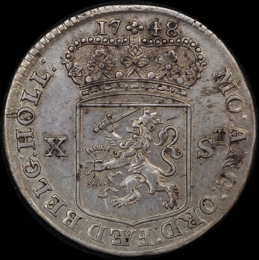 Netherlands (Utrecht) 1748 Silver 10 Stuivers KM# 110 Extremely Fine product image