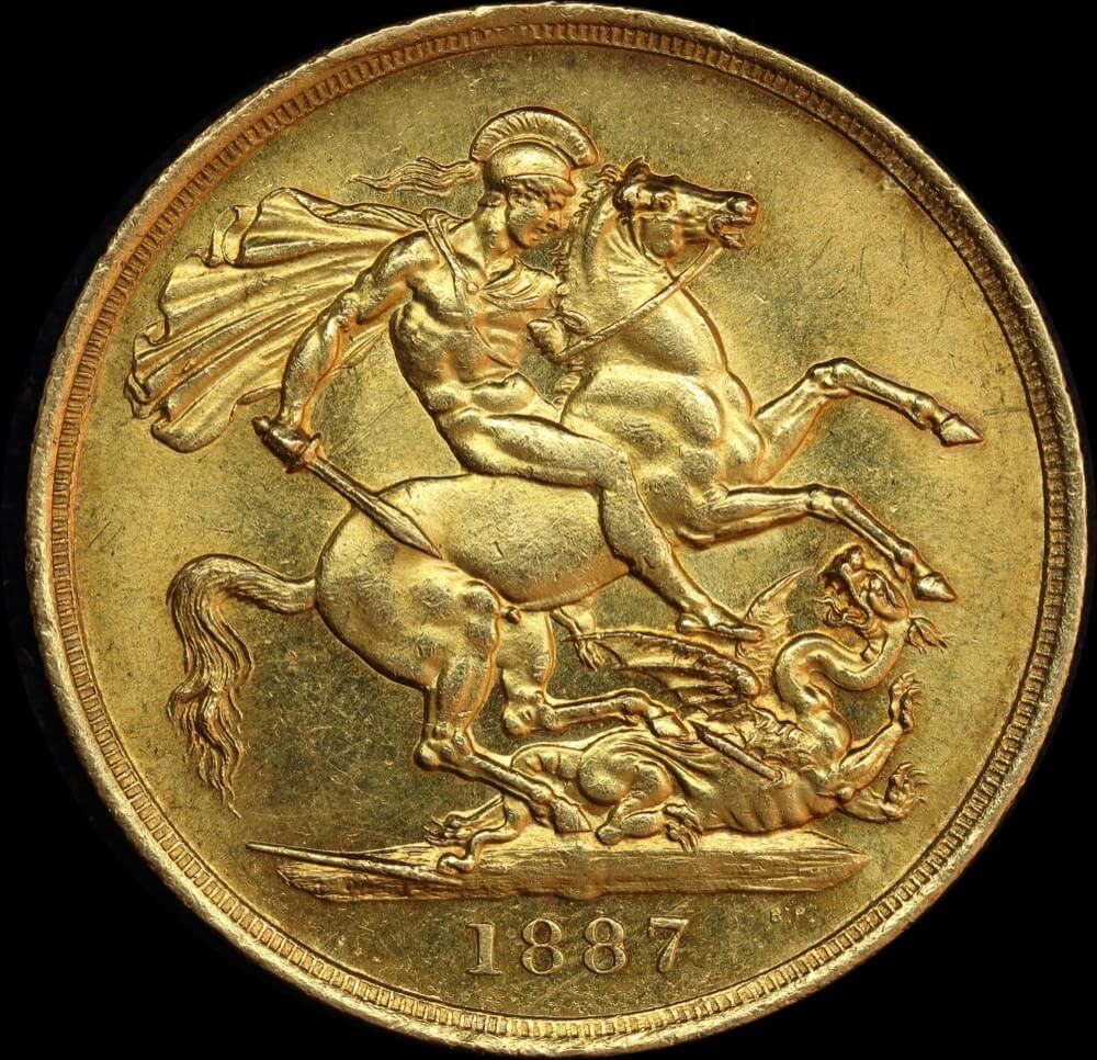 1887 Gold Two Pounds Victoria S#3865 good EF product image