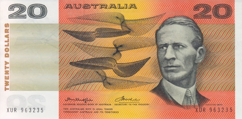 1976 $20 Note Gothic Serials Side Thread Knight/Wheeler R406B Uncirculated product image