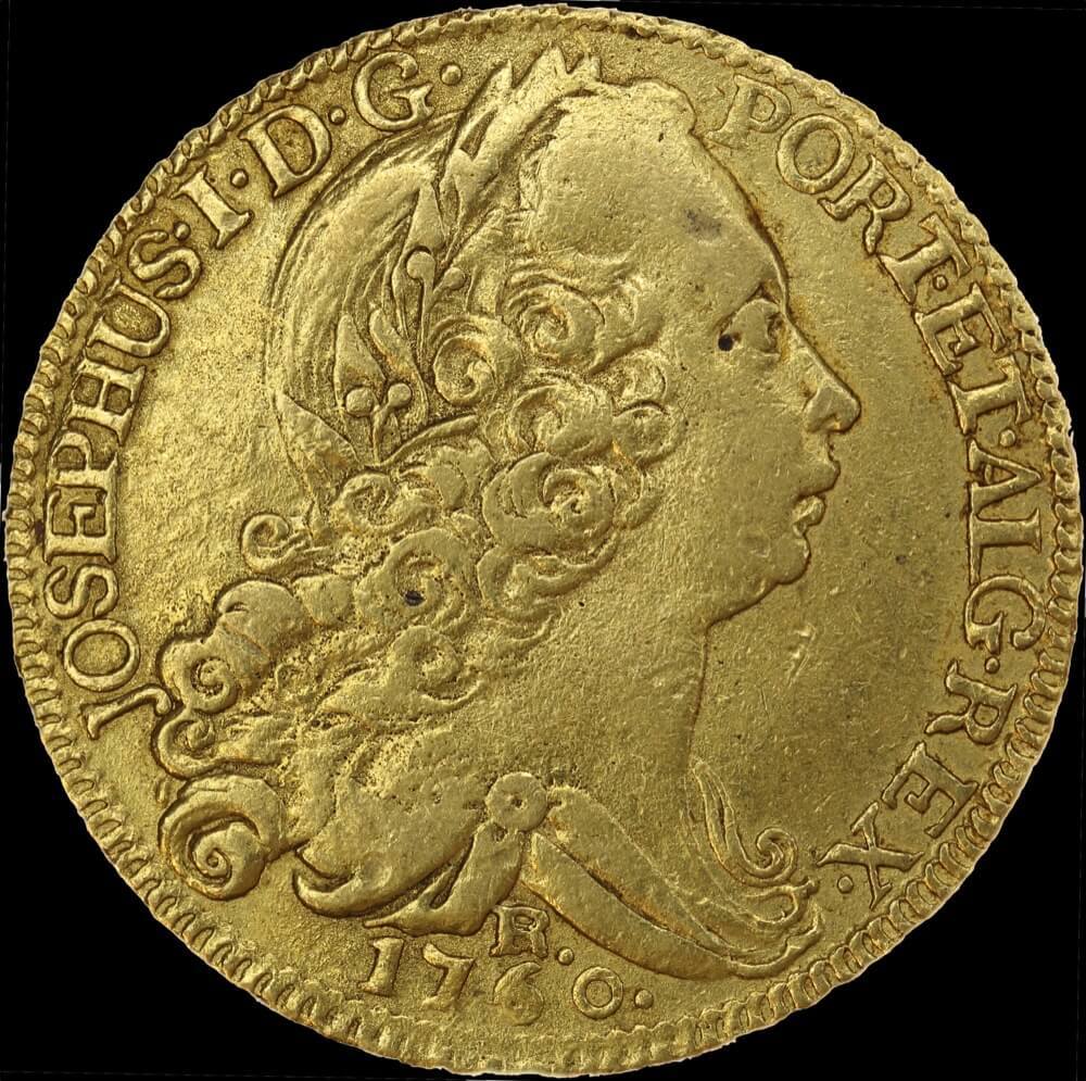 Brazil 1760-R Gold 6400 Reis KM# 172.2 Very Fine product image