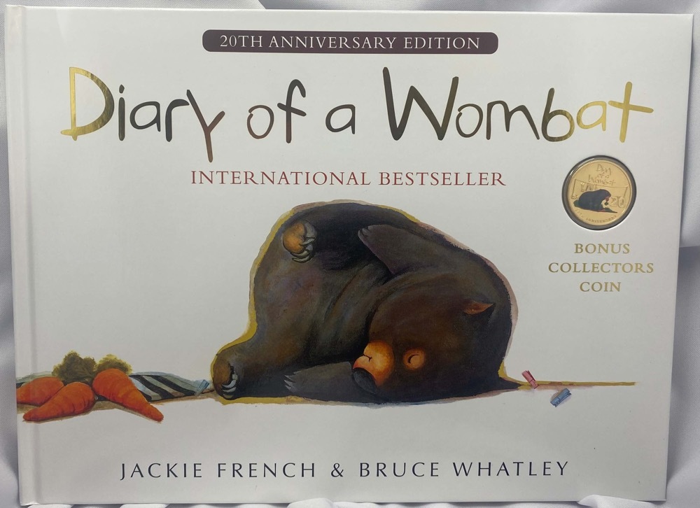 2022 20 Cent Gold-Plated Coloured Uncirculated Coin in Children's Book - Diary of a Wombat product image
