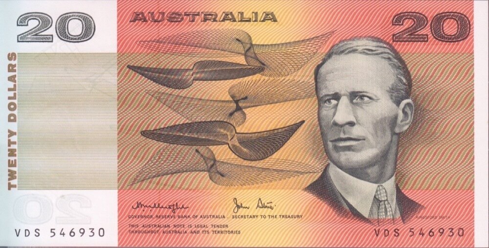 1979 $20 Note OCR-B Serials Side Thread Knight/Stone R407B Uncirculated product image