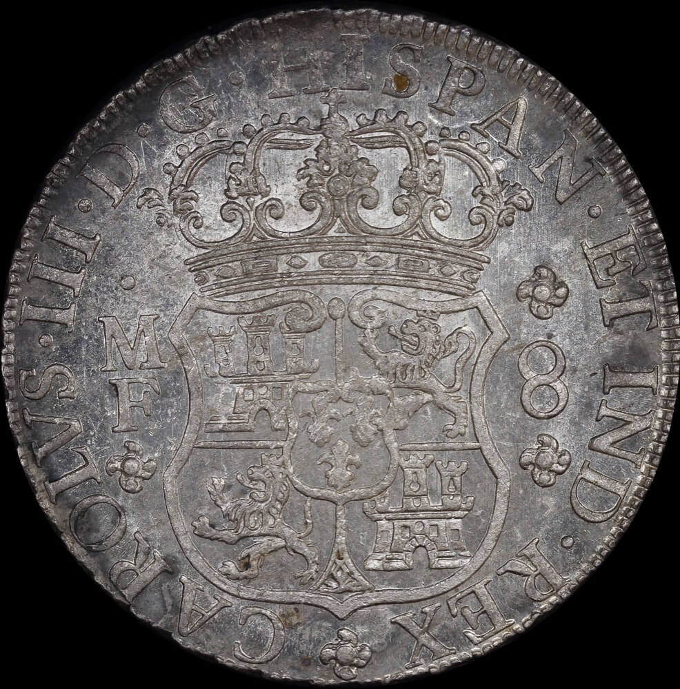 Mexico 1765 Silver 8 Reales / Pillar Dollar KM#105 Uncirculated product image