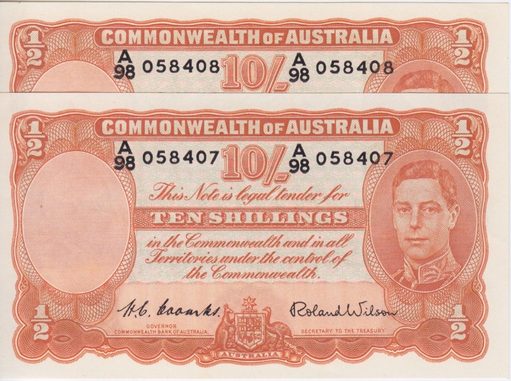 1952 Ten Shilling Pair Coombs/Wilson R15 Uncirculated product image