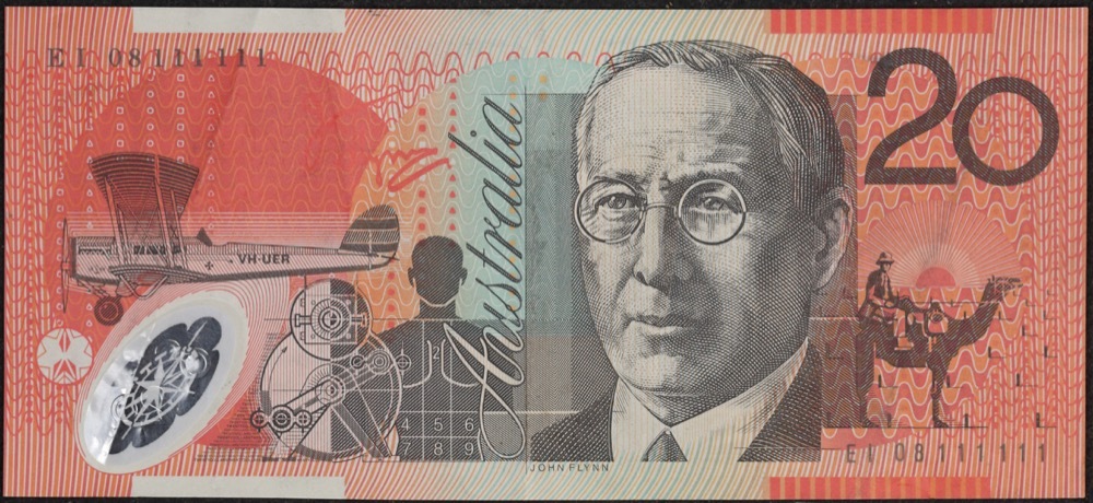 2008 $20 Note Stevens/Henry Solid Serials EI 08 111111 R421 Extremely Fine product image
