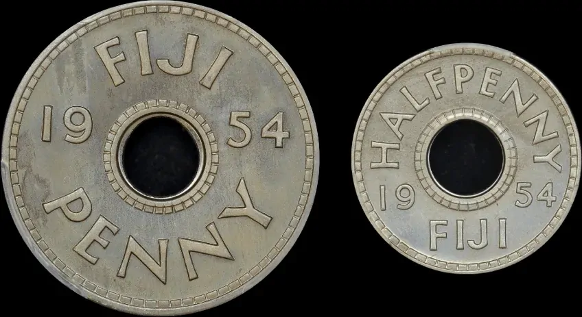 Fiji 1954 Copper Nickel Proof Pair Penny/Halfpenny PCGS PR65 product image