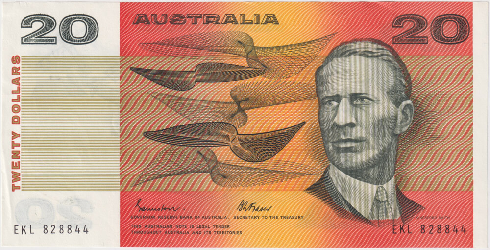 1985 $20 Note Gothic Serials Johnston/Fraser R409B about Uncirculated product image